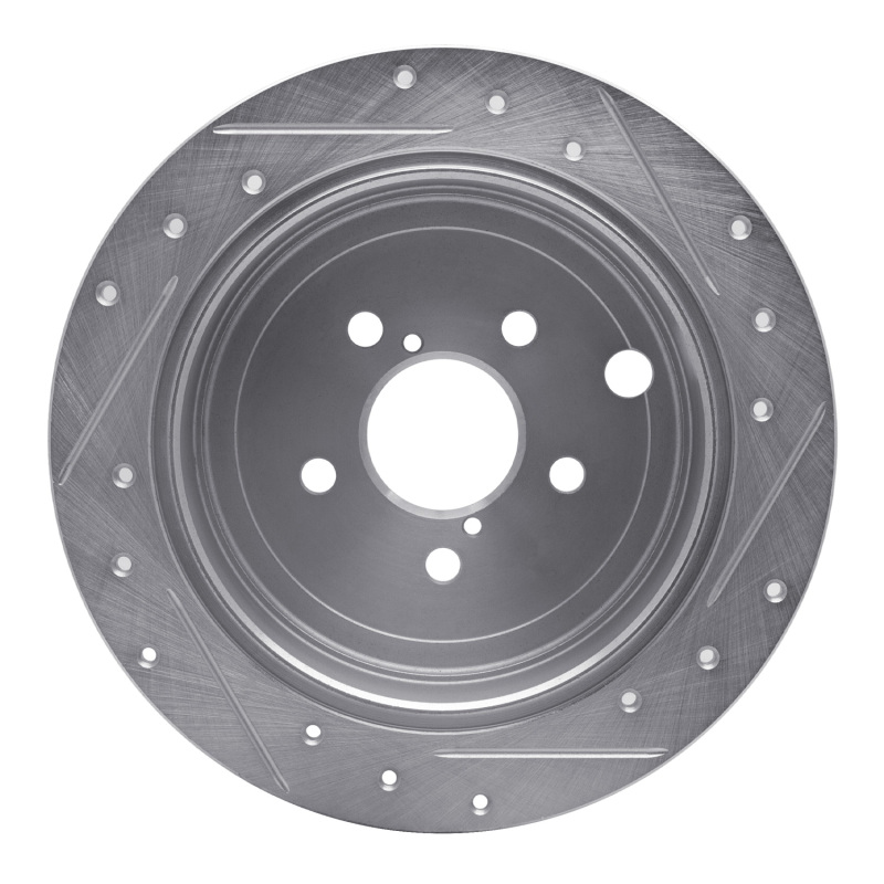 Subaru Impreza Brake Rotor (1) - Rear Left - R1 Concepts - Drilled & Slotted - Silver - `08-`15